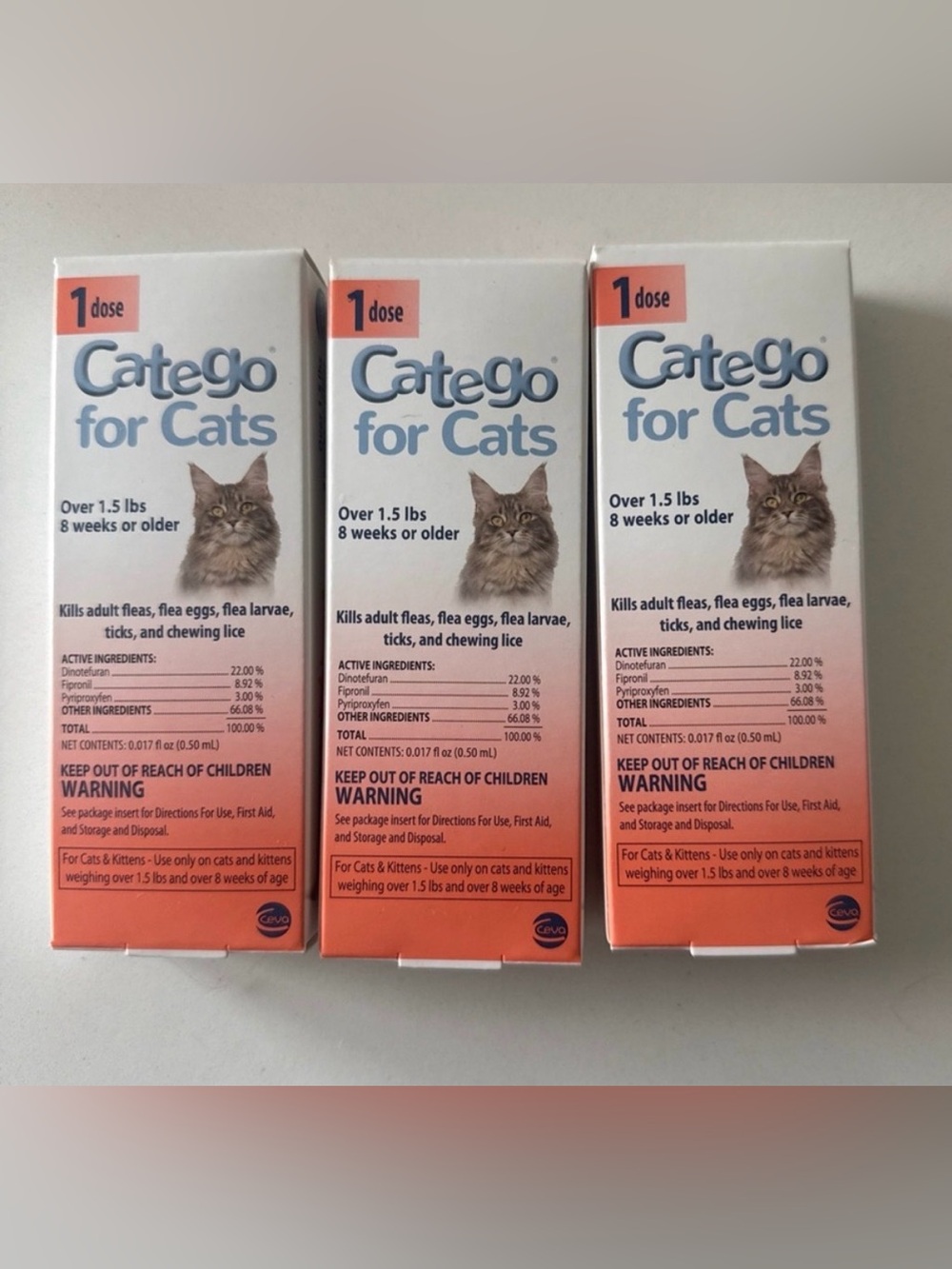 NIB CATEGO flea tick repellent 3 doses/3 month supply